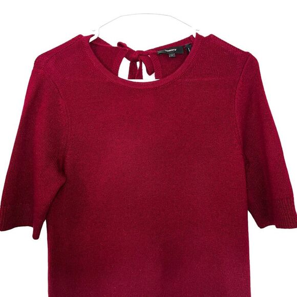Theory 100% Cashmere Audrielle Red Knit Mini Sweater Dress Half Sleeve S - Picture 3 of 10